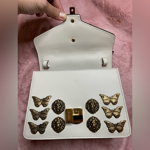 GUCCI Sylvie Top Handle Bag Embellished Leather Mini - Picture 10 of 13